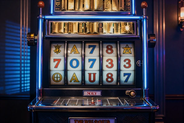 Noir-Slot-Walzen mit goldenen Symbolen unter Neonlicht im Martin Casino